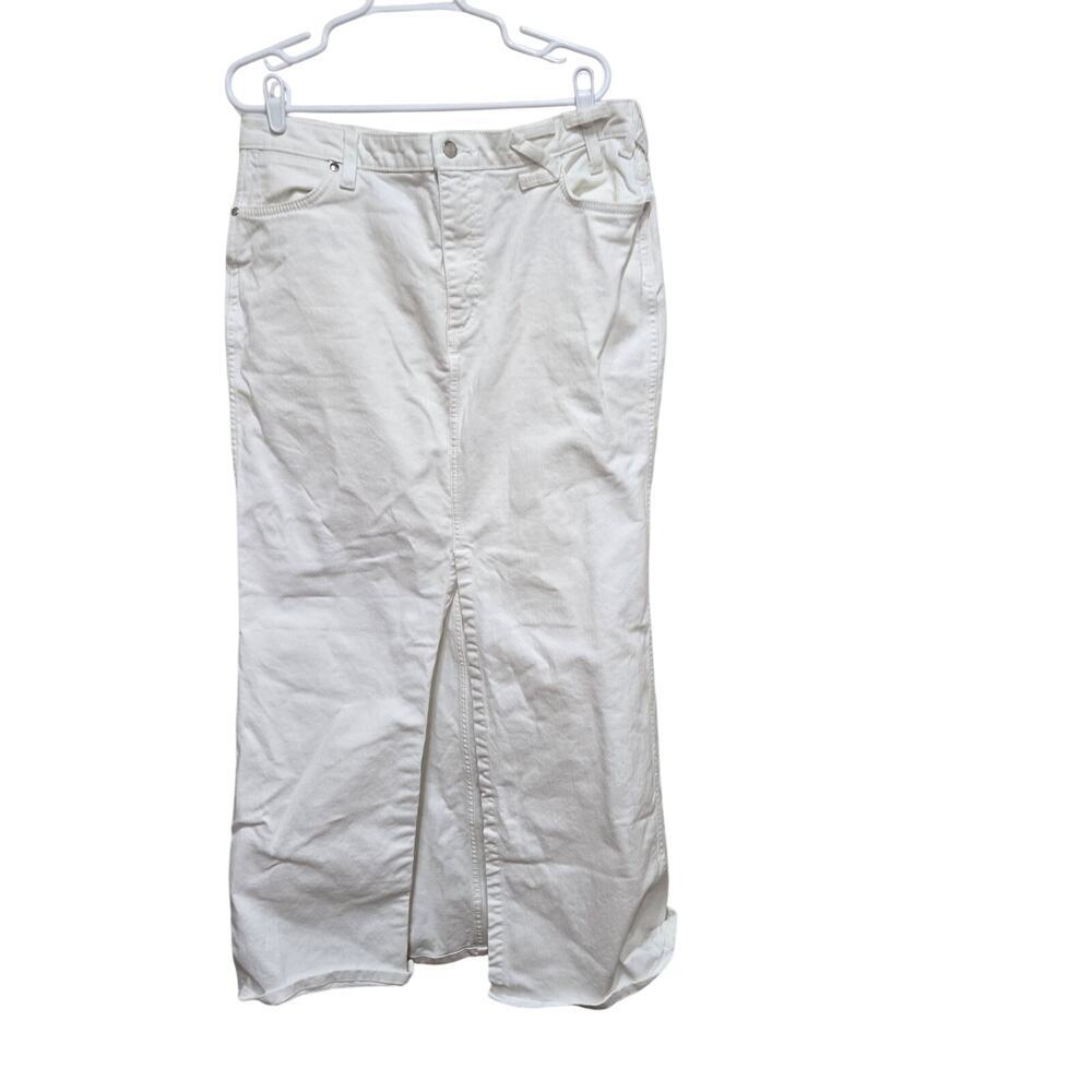 Wrangler x STAUD Westward White Denim Maxi Skirt Size 32